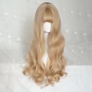 Golden air bangs long curly hair  wig DB4115