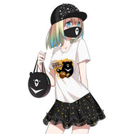 Anime Mr. Black Bear mask, short sleeve T-shirt and skirt three-piece suit DB5279