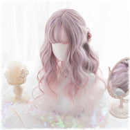 Lolita powder purple gradient long curly hair wig DB4818
