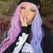 Lolita blue + pink purple stitching wig DB5467