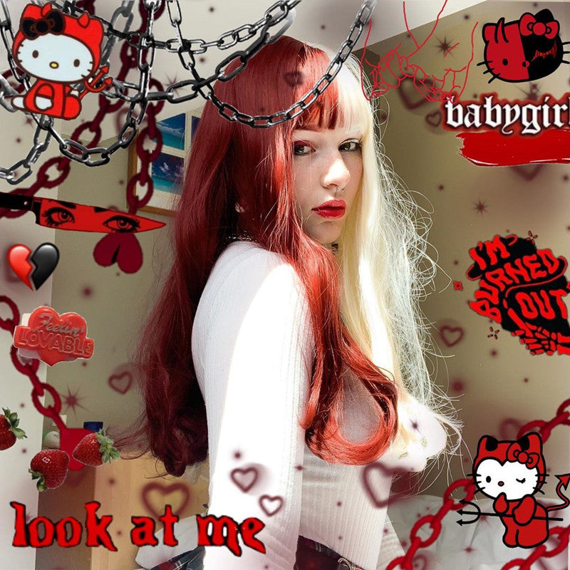 Review from Harajuku Lolita Red and White Colorblock Wig DB5376
