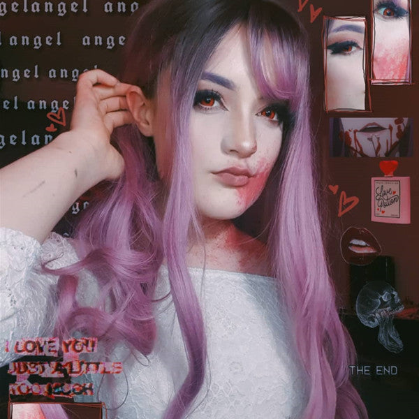 Lolita brown gradient purple pink wig DB4985