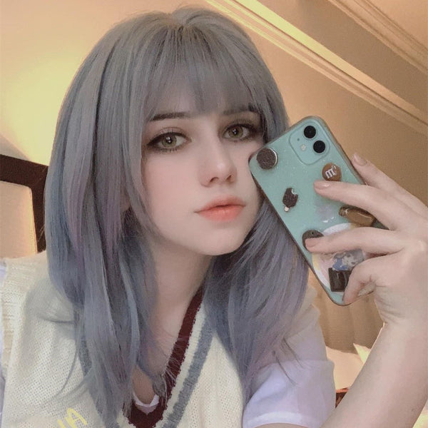 REVIEW FROM BLUE GRAY GRADIENT COLOR SHORT WIG DB6114